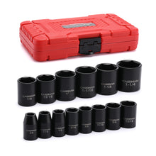 Load image into Gallery viewer, CASOMAN 14 Pieces 1/2-Inch Drive Shallow Impact Socket Set, 6-Point, SAE, 3/8" to 1-1/4"