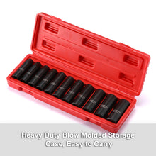 Load image into Gallery viewer, CASOMAN 11 Pieces 1/2-Inch Drive Deep Impact Socket Set, 6-Point, Metric, 10mm to 24mm