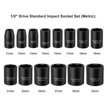 Load image into Gallery viewer, CASOMAN 14 Pieces 1/2-Inch Drive Shallow Impact Socket Set, Metric, 6-Point, 11mm to 32mm