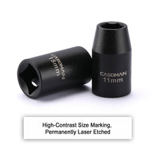 Load image into Gallery viewer, CASOMAN 14 Pieces 1/2-Inch Drive Shallow Impact Socket Set, Metric, 6-Point, 11mm to 32mm