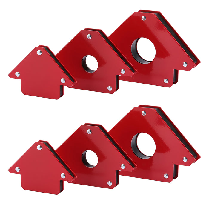 CASOMAN Arrow Welding Magnet Set – 6 Pack of 25, 50, and 75 Lb, Welding Magnet Set for Metal Working, 45, 90, 135 Degree Angle Magnet