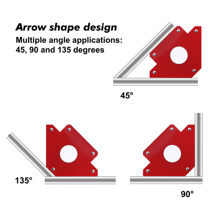 CASOMAN Arrow Welding Magnet Set – 6 Pack of 25, 50, and 75 Lb, Welding Magnet Set for Metal Working, 45, 90, 135 Degree Angle Magnet