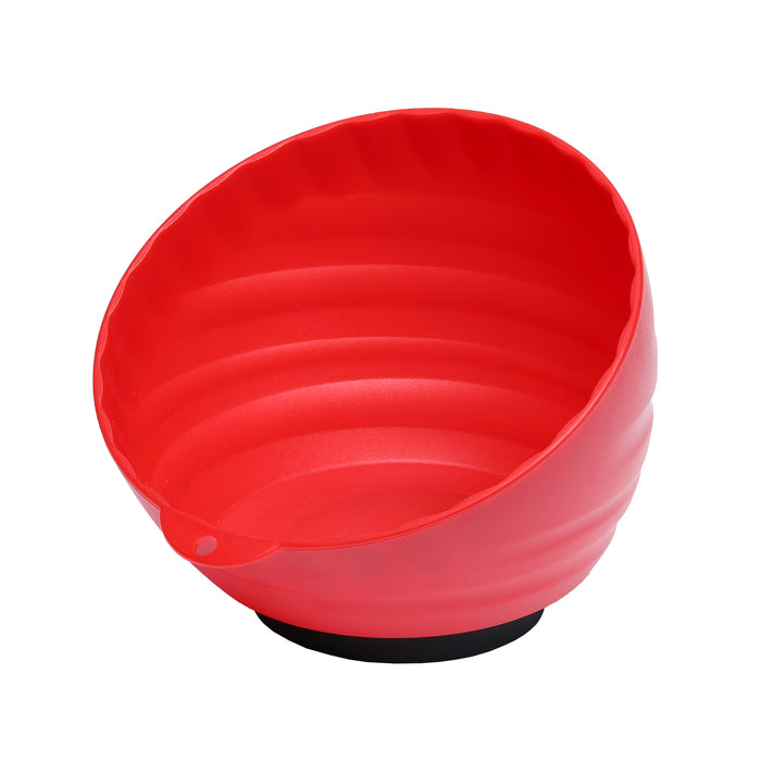 CASOMAN 6-inch Magnetic Parts Tray, Magnetic Nut Cup, Magnetic Bowl for Holding Nuts and Bolts, Red, Strong and Durable