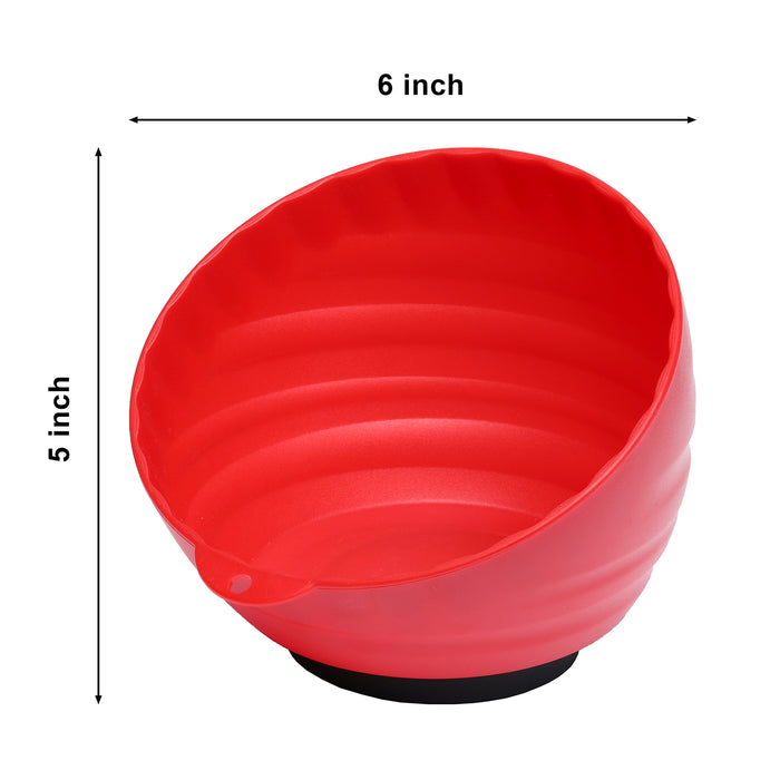 CASOMAN 6-inch Magnetic Parts Tray, Magnetic Nut Cup, Magnetic Bowl for Holding Nuts and Bolts, Red, Strong and Durable