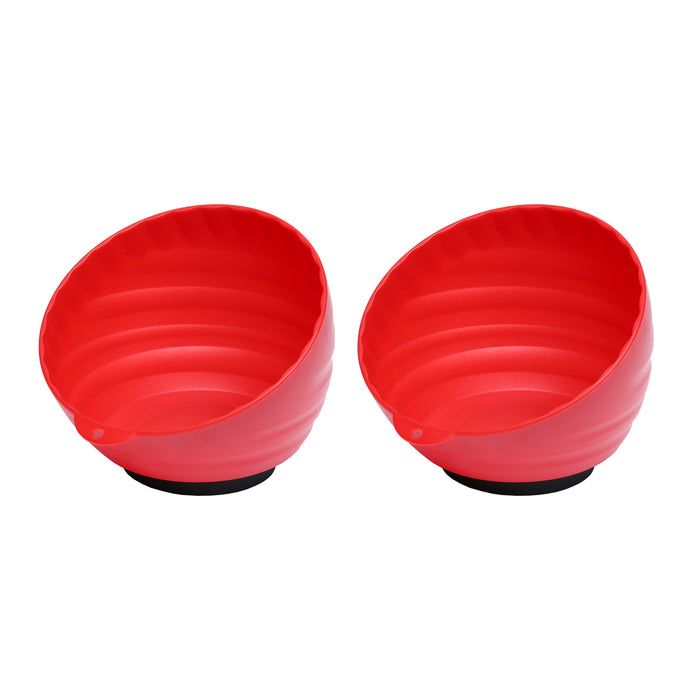 CASOMAN 6-inch Magnetic Parts Tray, 2-Pieces Set, Magnetic Nut Cup, Magnetic Bowls for Holding Nuts and Bolts, Red, Strong and Durable