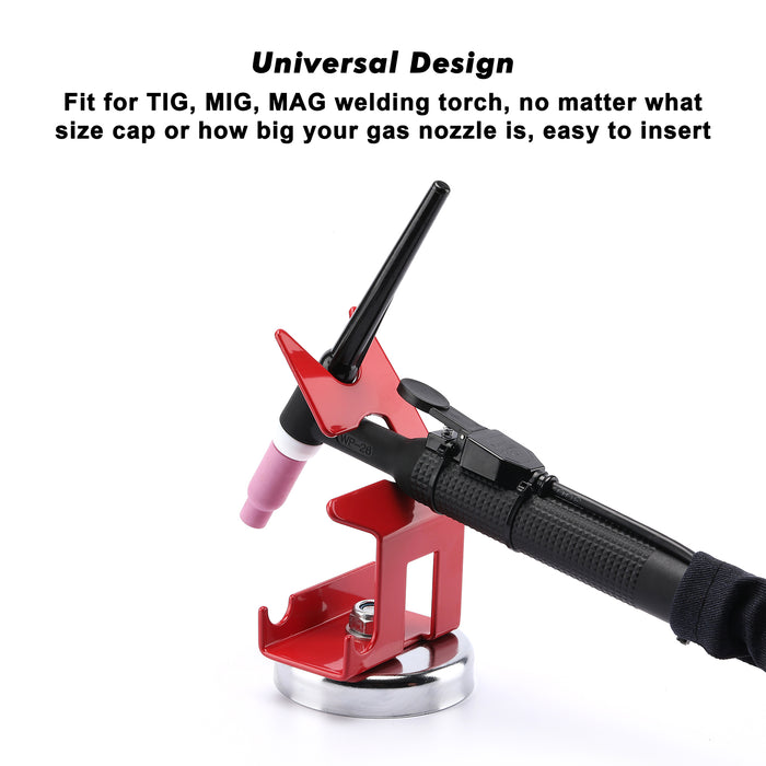 CASOMAN Weld Torch Holder, Magnetic Tig Torches Holder, Magnet for Tig Torches, Weld Torch Metal Stand with Strong Magnetic Base, Red