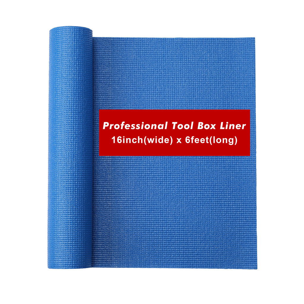 CASOMAN Professional Tool Box and Drawer Liner, Blue, Easy Cut Non-Slip Foam Rubber Toolbox Drawer Liner Mat, 16 inch (wide) x 6 feet (long)
