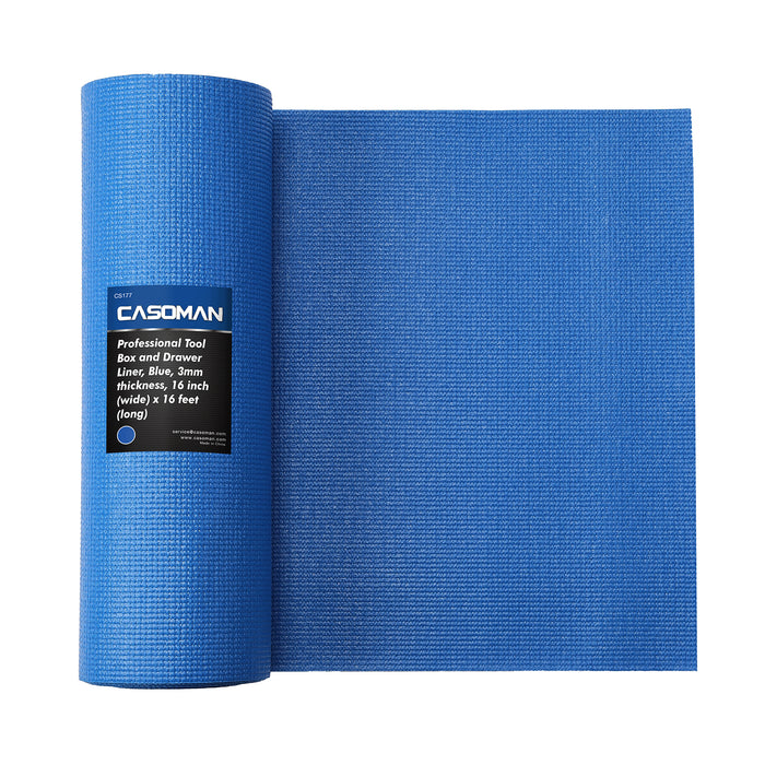 CASOMAN Professional Grade High Grip Tool Box Liner, Drawer Liner, and Shelf Liner, Blue,16inch(W)x 16feet(L),Adjustable Thick Cabinet Liners