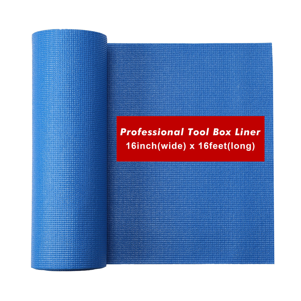 CASOMAN Professional Grade High Grip Tool Box Liner, Drawer Liner, and Shelf Liner, Blue,16inch(W)x 16feet(L),Adjustable Thick Cabinet Liners