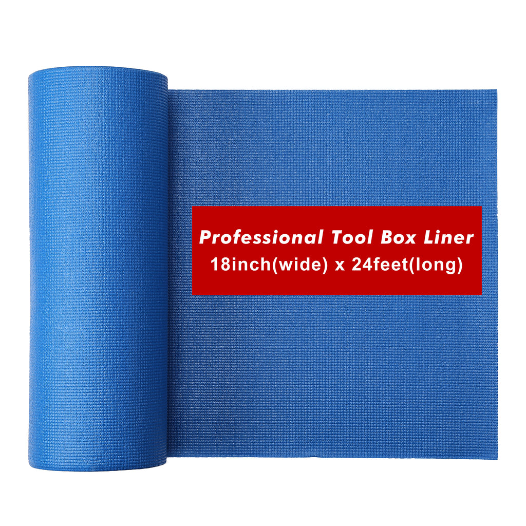CASOMAN Professional Tool Box and Drawer Liner,Blue,Easy Cut Non-Slip Foam Rubber Toolbox Drawer Liner,18inch(W)X24feet(L)