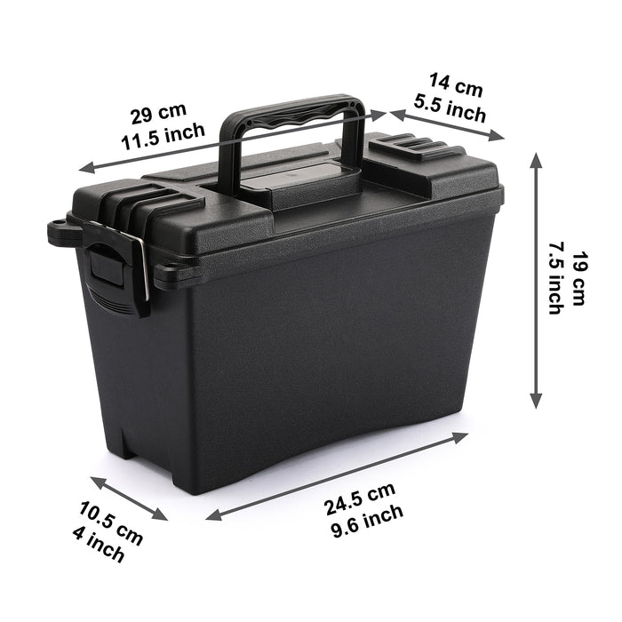 CASOMAN 11.5-Inch Plastic Ammo Box with 3 Locking Options, Stackable and Water Resistant, Field Box, Pistol, Rifle, or Shotgun Ammo Storage Box
