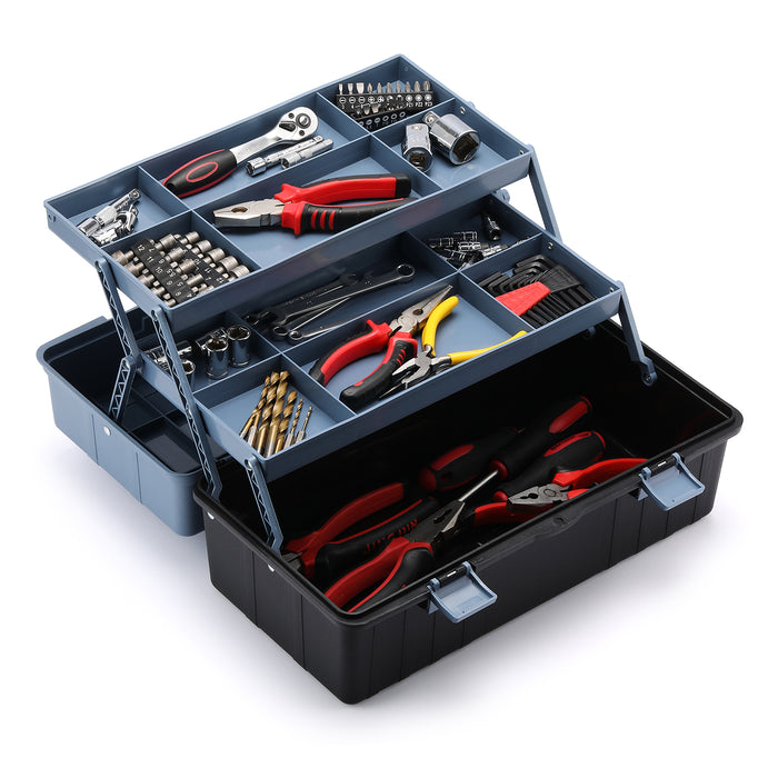 Casaculina 16″ Tool Box with Removable Tool Tray and Extra Small Organizer  Box, 3 Pieces Set