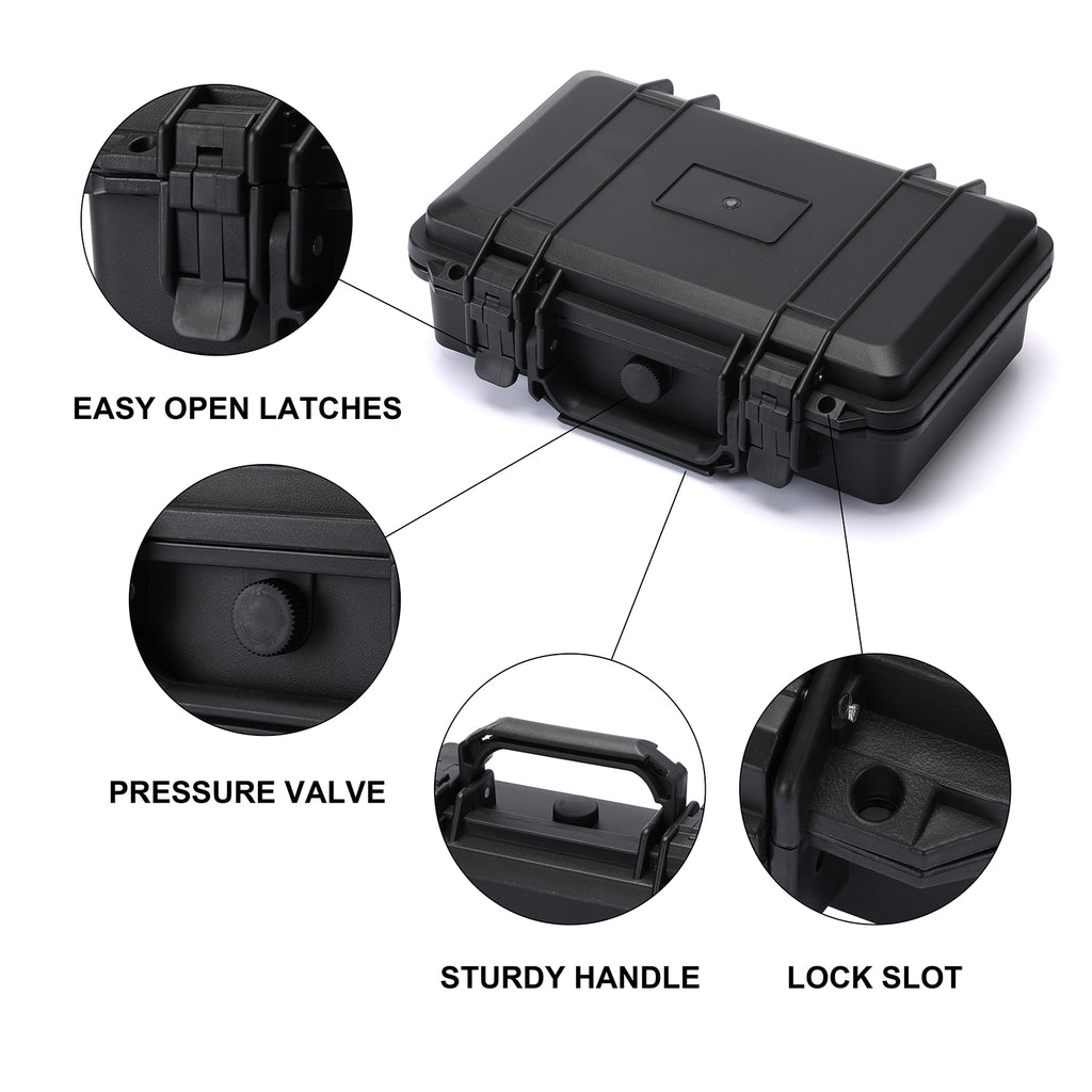 CASOMAN 11.5-Inch Water-proof & Explosion-Proof Box, with Cush- Proof Sponge, IP67 Water Proof Grade, Customizable Foam
