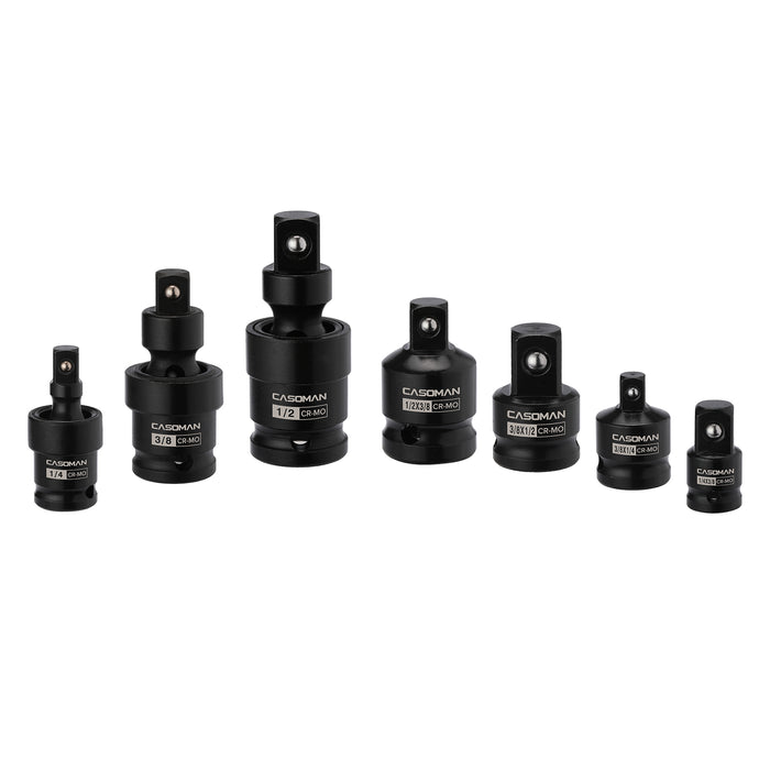 CASOMAN Impact Universal Joint Set, Impact Adapter and Reducer Set, 7 Piece Set, CR-MO, 1/4" 3/8" 1/2" for Impact Driver Conversions