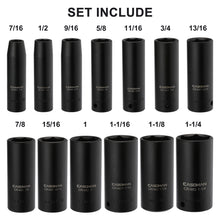 Load image into Gallery viewer, CASOMAN 1/2-Inch Drive Deep Impact Socket Set, 13 Pieces Set, 7/16"-1-1/4", CR-MO, SAE, Heavy Duty Storage Case