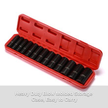 Load image into Gallery viewer, CASOMAN 1/2-Inch Drive Deep Impact Socket Set, 13 Pieces Set, 7/16"-1-1/4", CR-MO, SAE, Heavy Duty Storage Case