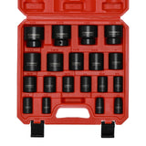 CASOMAN 19 Piece 1/2-Inch Drive Standard Impact Socket Set, SAE, Shallow, 3/8