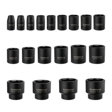 Load image into Gallery viewer, CASOMAN 19 Piece 1/2-Inch Drive Standard Impact Socket Set, SAE, Shallow, 3/8" to 1-1/2", Cr-Mo Alloy Steel, Radius Corner Design, Impact Grade