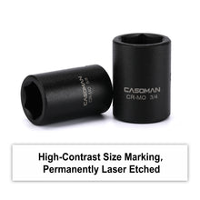 Load image into Gallery viewer, CASOMAN 19 Piece 1/2-Inch Drive Standard Impact Socket Set, SAE, Shallow, 3/8" to 1-1/2", Cr-Mo Alloy Steel, Radius Corner Design, Impact Grade