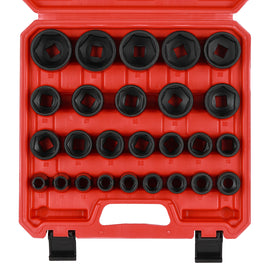 CASOMAN 26 Piece 1/2 Inch Drive Impact Socket Set,Metric,Shallow,10mm to 36mm, Cr-Mo Alloy Steel, Radius Corner Design, Impact Grade