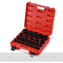 Load image into Gallery viewer, CASOMAN 26 Piece 1/2 Inch Drive Impact Socket Set,Metric,Shallow,10mm to 36mm, Cr-Mo Alloy Steel, Radius Corner Design, Impact Grade