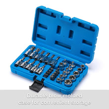 Load image into Gallery viewer, CASOMAN 34 Pieces 3/8-Inch Drive Torx Bit Socket and E-Torx (Star) Socket Set, Cr-V E Socket Set E4-20, S2 Torx Bit Socket Set T10-60, Tamper Proof Torx Bit Set TT10-TT55, 5/16"F to 3/8"M adapter