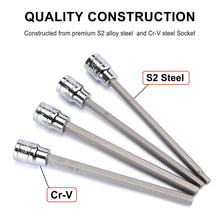 Load image into Gallery viewer, CASOMAN 18 Pieces 3/8 Inch Drive Long Hex Bit Socket Set,1/8 Inch to 3/8 Inch, 3mm to 10mm, SAE&amp;Metric, Extra Long Allen Hex Bit Socket Set, CR-V and S2 Steel
