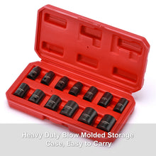 Load image into Gallery viewer, CASOMAM 13 Pieces 3/8-Inch Drive Impact Socket Set, 6-Point, Metric, Shallow, CR-V, 7mm to 19mm, Heavy Duty Blow Molded Storage Case