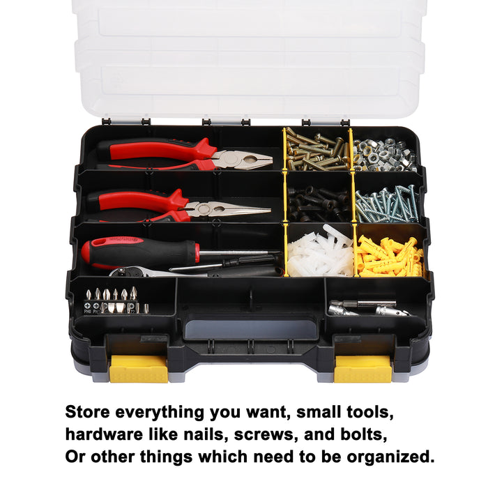 CASOMAN Tool Box Organizer, Interlocking Black Small Parts