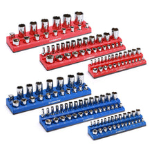 Load image into Gallery viewer, CASOMAN Magnetic Socket Organizer, 6 Piece Socket Holder Kit, 1/2-inch, 3/8-inch, 1/4-inch Drive, Holds 143 SAE&amp;Metric Sockets, Red &amp; Blue, Professional Quality Tools Organizer