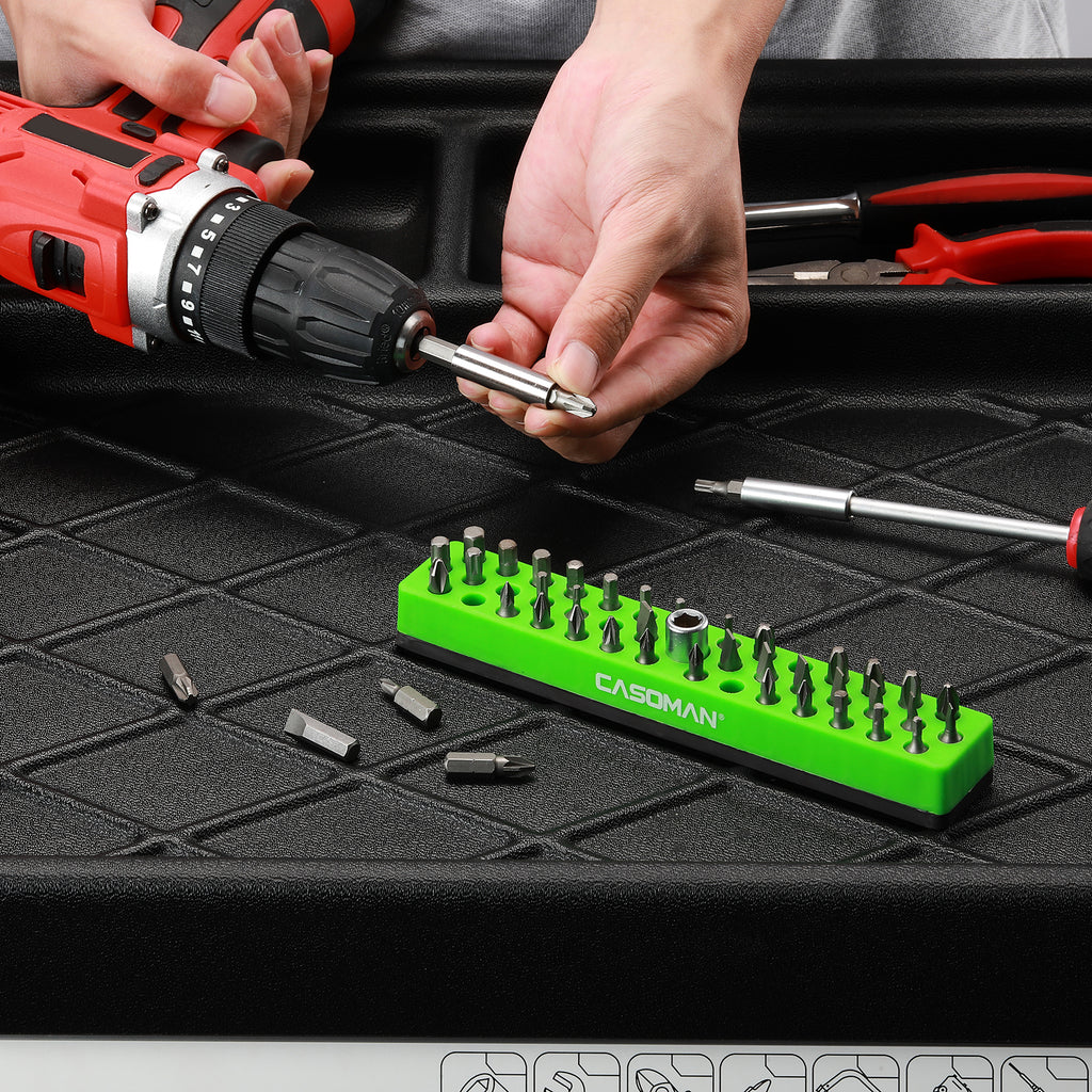 CASOMAN 1/4" Hex Bit Organizer with Magnetic Base